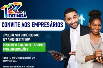 CONVITE AOS EMPRESÁRIOS – 127 ANOS DE ITATINGA