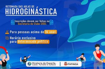 RETOMADA DAS AULAS DE HIDROGINÁSTICA